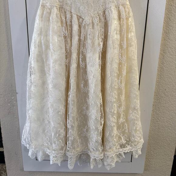 VINTAGE Gunne Sax Jessica Mclintock Girl's Cream Lace Gown Dress Size 10 - Picture 5 of 6